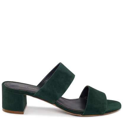 Suede 40mm Double Strap Sandal - Moss