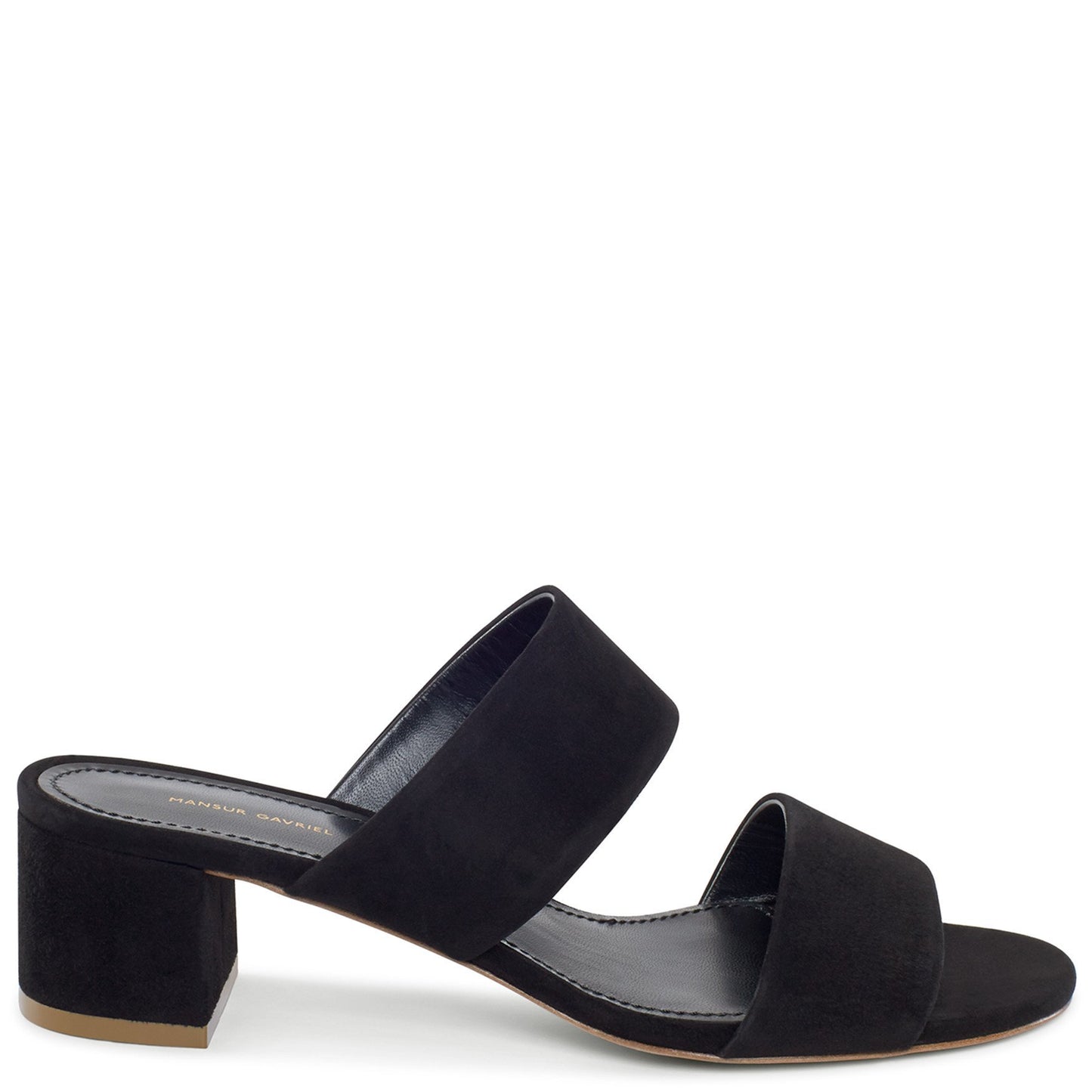 Suede 40mm Double Strap Sandal - Black