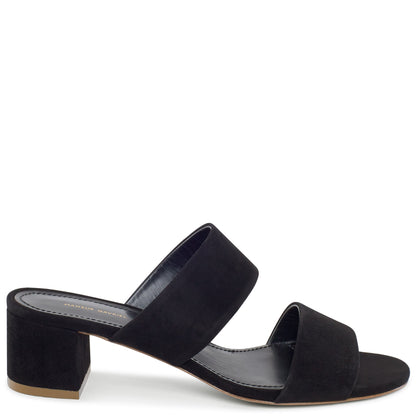 Suede 40mm Double Strap Sandal - Black