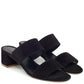 Suede 40mm Double Strap Sandal - Black - Mansur Gavriel. Designed in NYC, made in Italy.