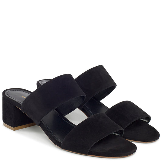 Suede 40mm Double Strap Sandal - Black - Mansur Gavriel. Designed in NYC, made in Italy.