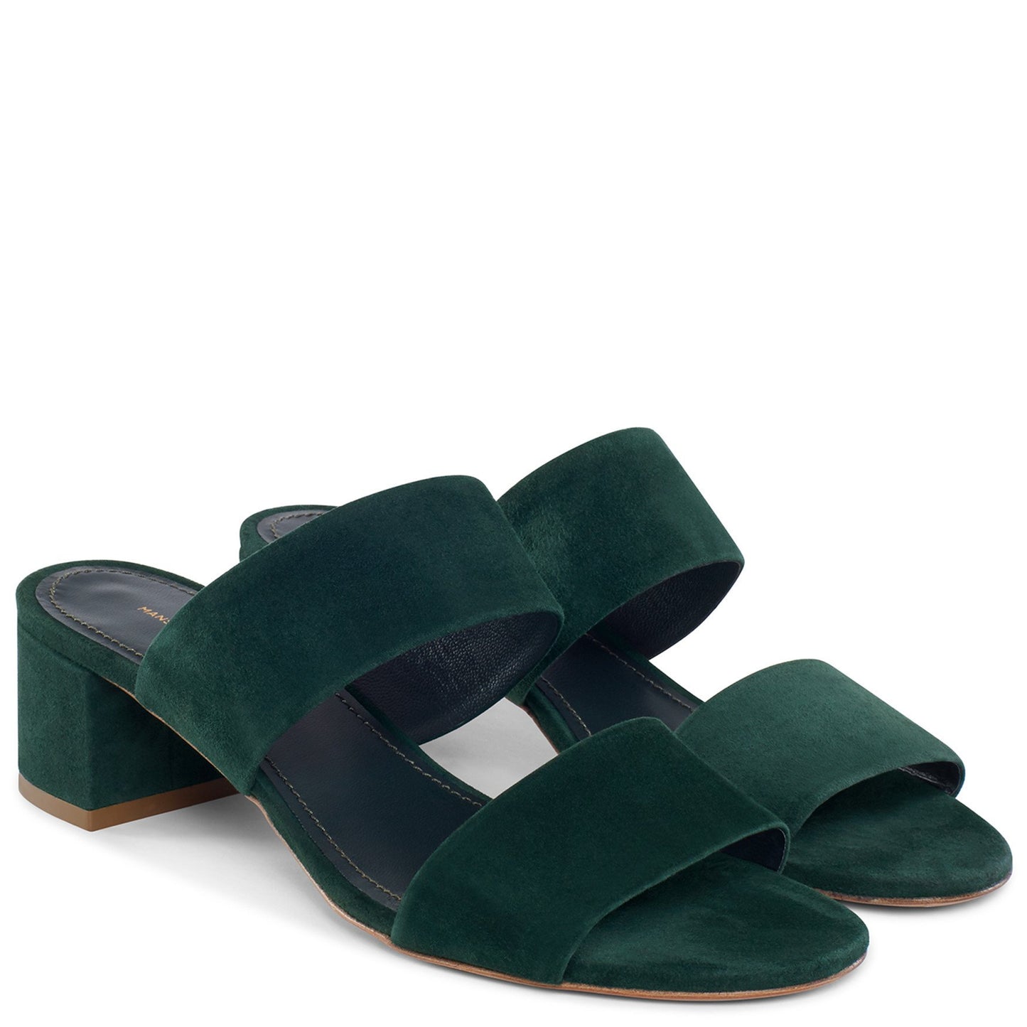 Suede 40mm Double Strap Sandal - Moss - Mansur Gavriel. Designed in NYC, made in Italy.