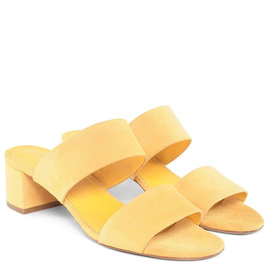 Suede 40mm Double Strap Sandal - Sun - Mansur Gavriel. Designed in NYC, made in Italy.