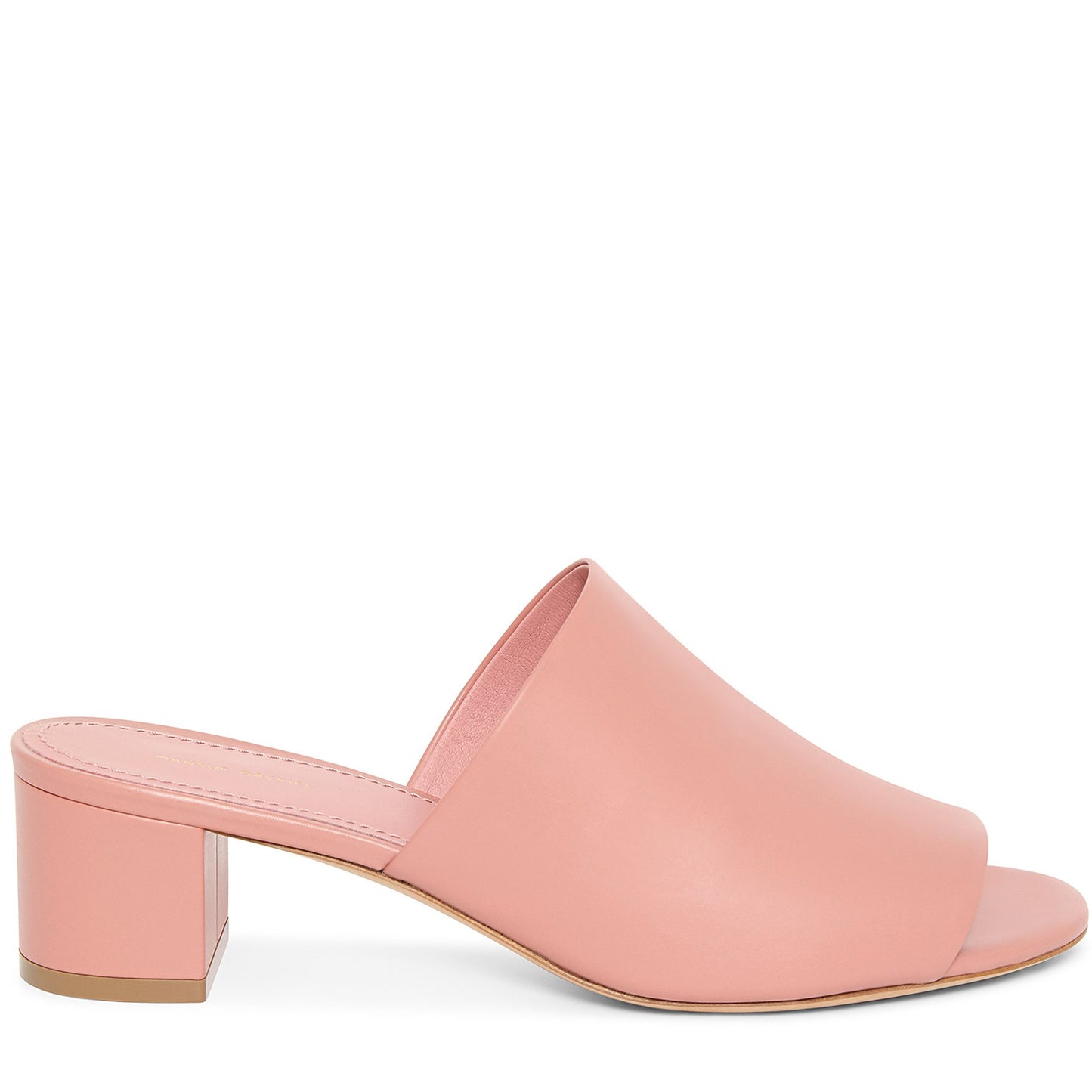 Italian lambskin leather blush mule with calf leather insole.