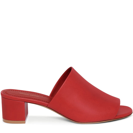 Italian lambskin leather red mule with calf leather insole.