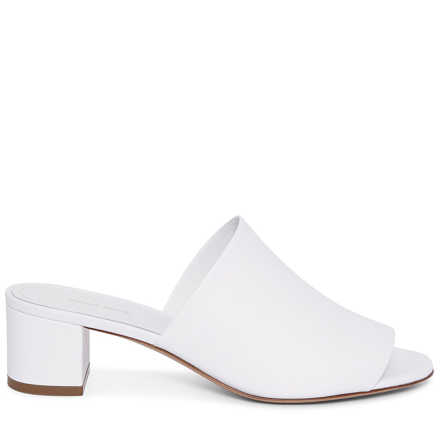 Italian lambskin leather white mule with calf leather insole.
