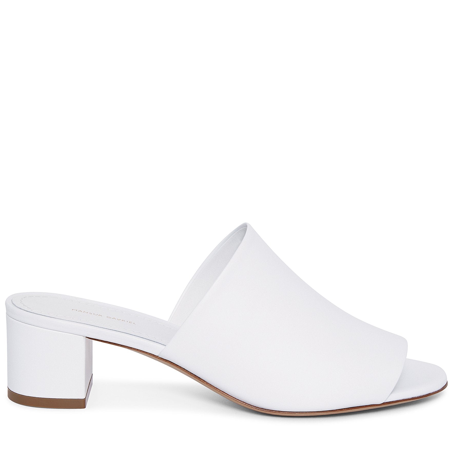 Italian lambskin leather white mule with calf leather insole.