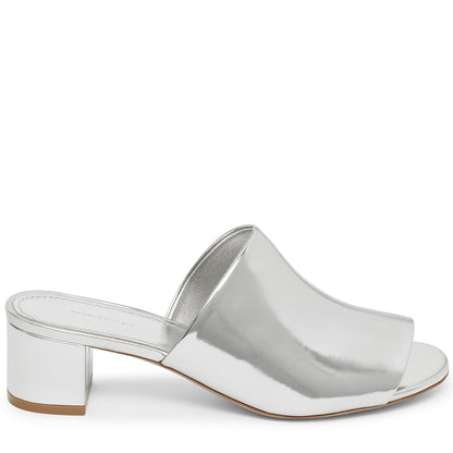 Italian lambskin leather silver mule with calf leather insole.