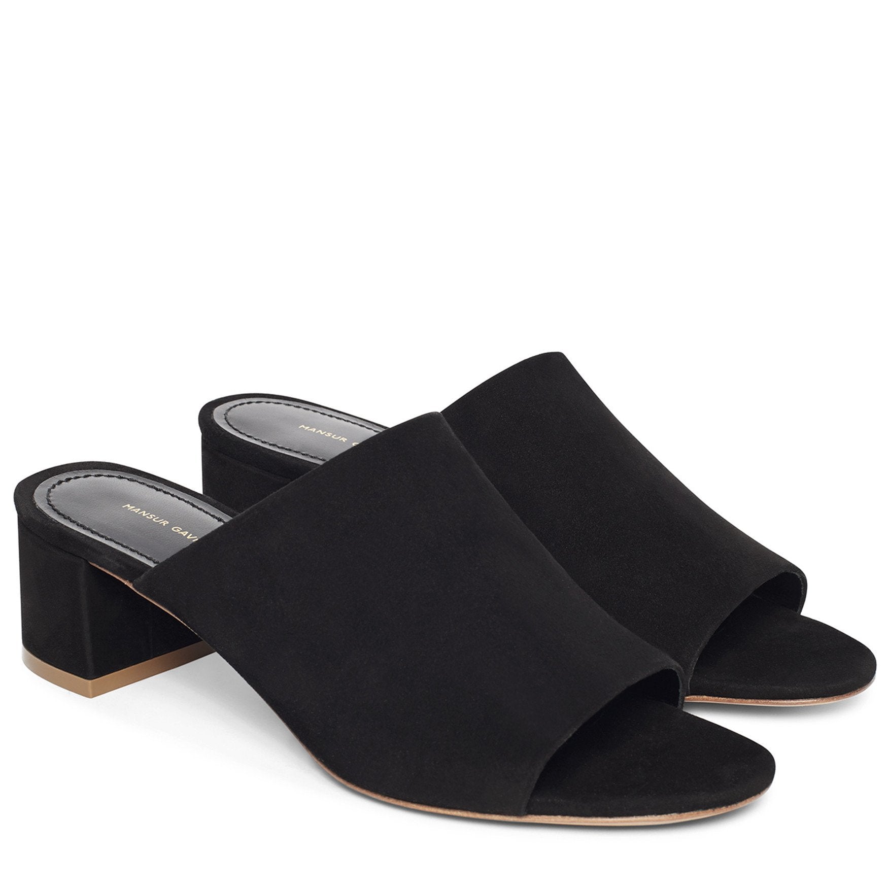 Suede 40mm Mule - Black - Mansur Gavriel. Designed in NYC, made in Italy.