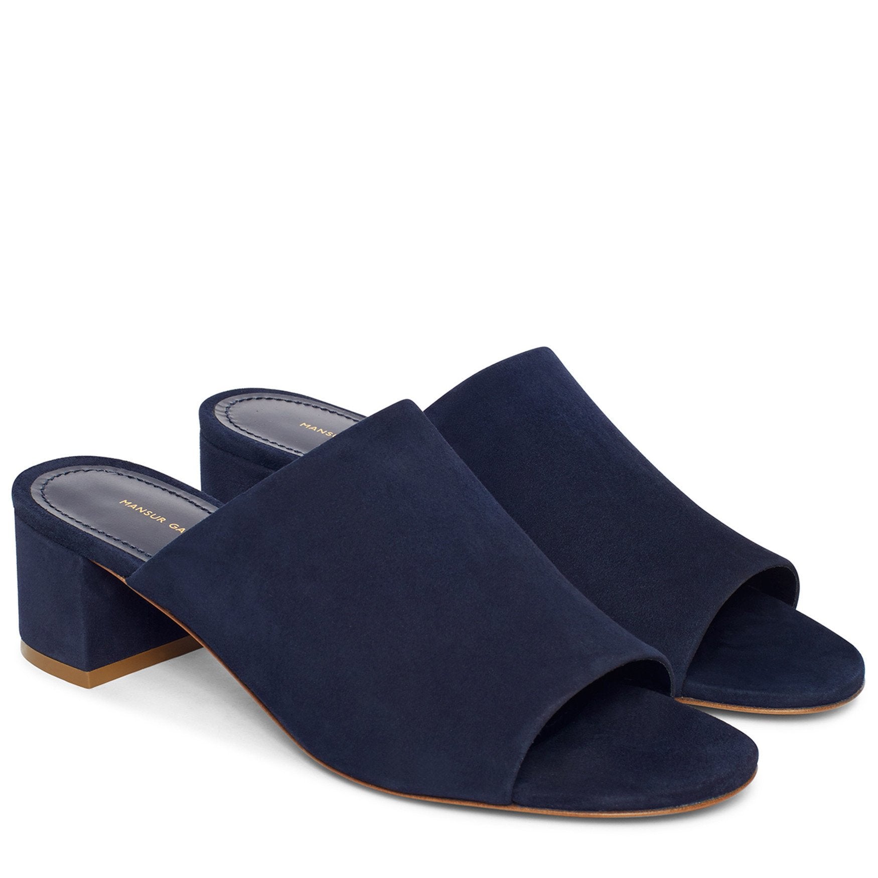 Suede 40mm Mule - Blu - Mansur Gavriel. Designed in NYC, made in Italy.