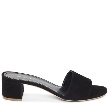 Suede 40mm Single Strap Sandal - Black