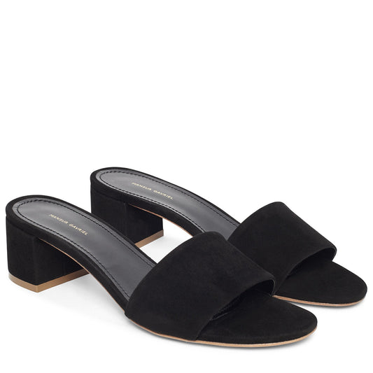 Suede 40mm Single Strap Sandal - Black - Mansur Gavriel. Designed in NYC, made in Italy.