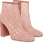Floral Embroidered Nylon 95MM Ankle Boot - Blush