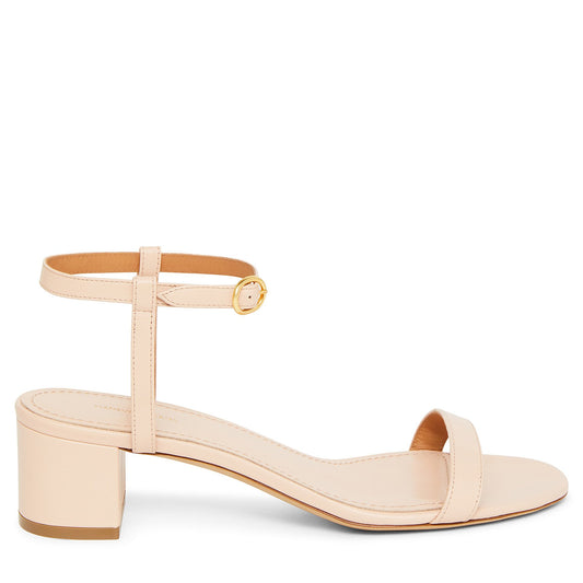 Italian lambskin leather light pink ankle strap sandal with lambskin leather insole.