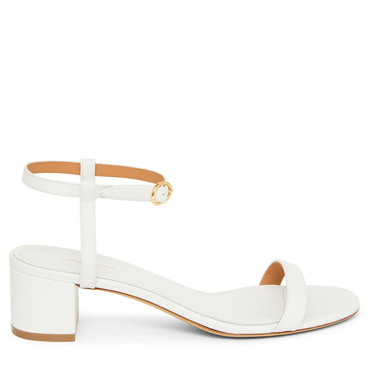 Italian lambskin leather white ankle strap sandal with lambskin leather insole.