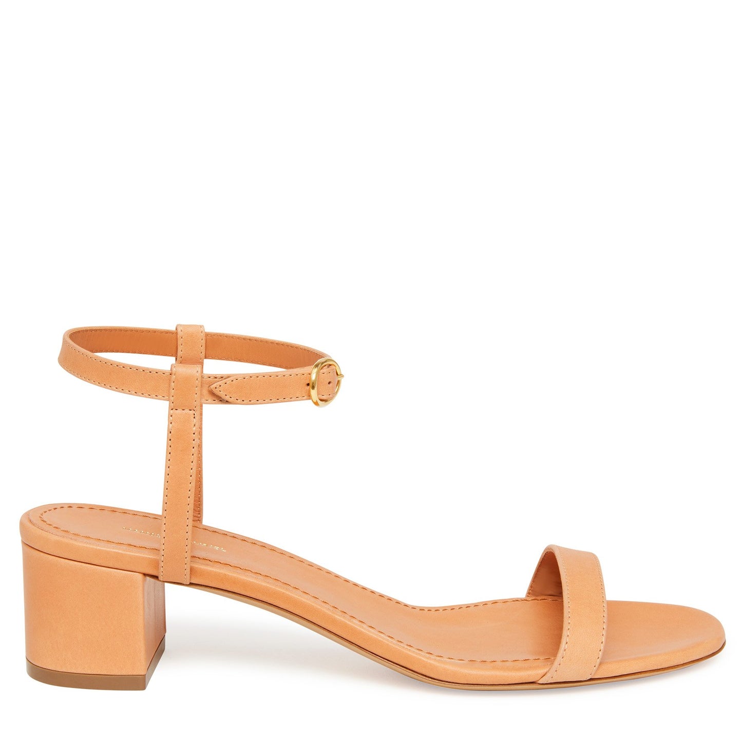 Italian vegetable tanned leather cammello ankle strap sandal with calf leather insole.