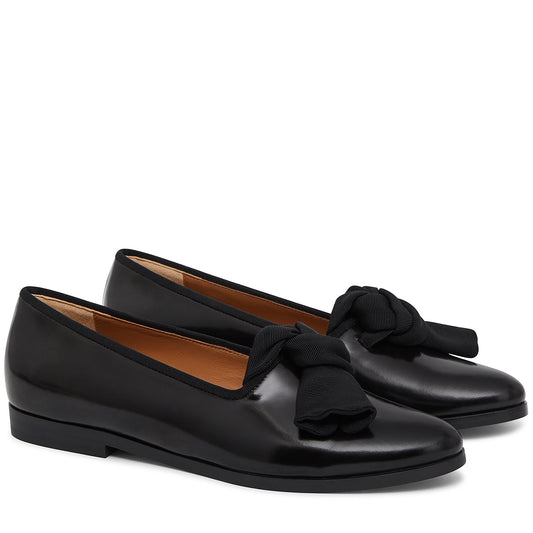 Spazzolato Bow Flat - Black - Mansur Gavriel. Designed in NYC, made in Italy.