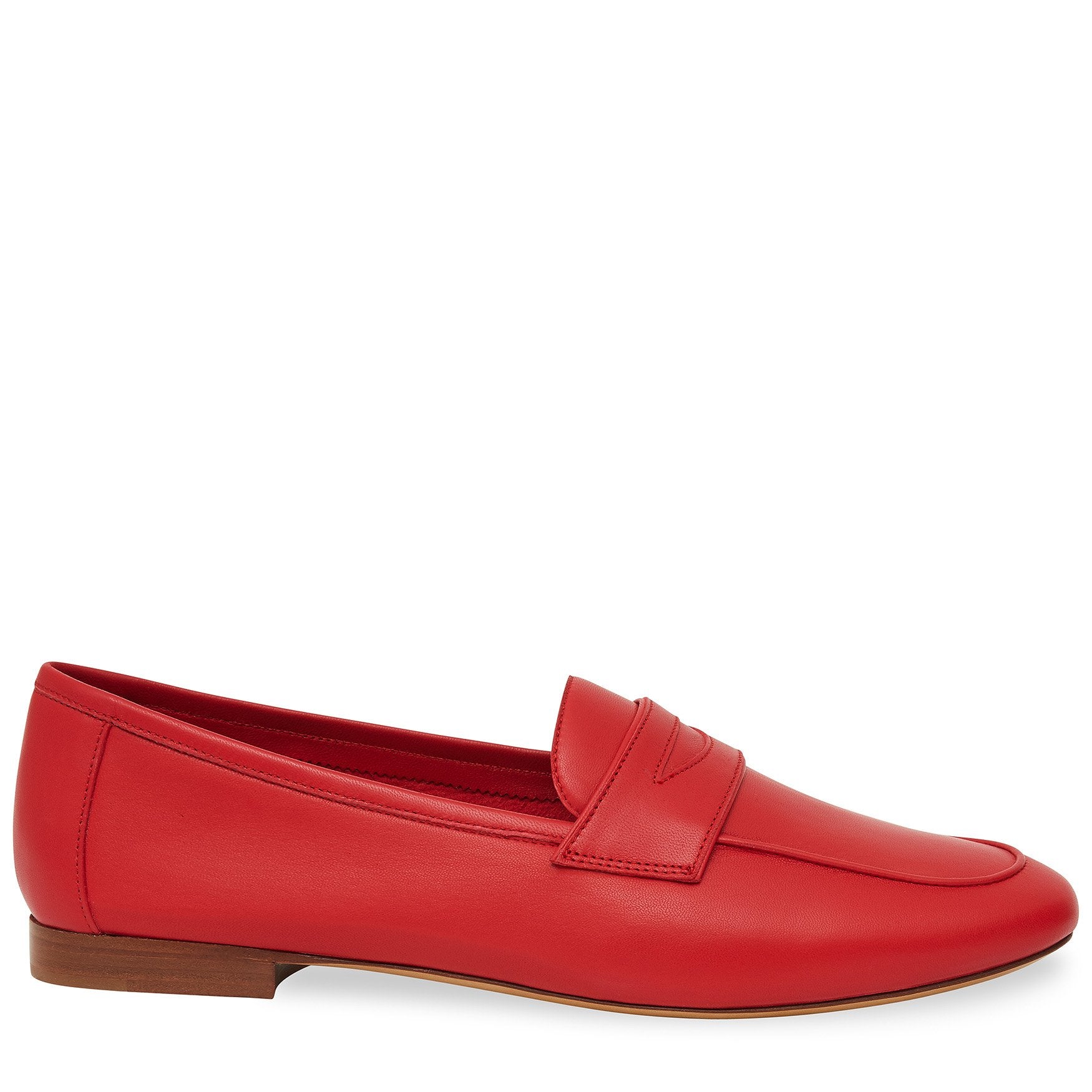 Italian lambskin leather red classic loafer with lambskin leather insole.