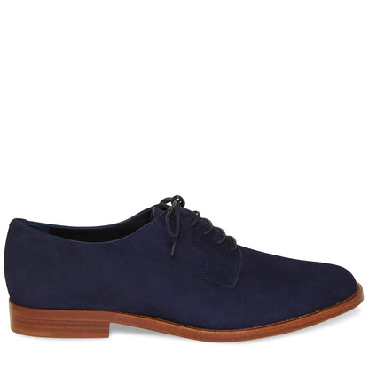 Italian suede leather blu lace up classic oxford with calf leather insole.