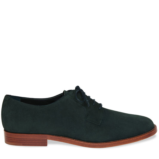 Italian suede leather moss lace up classic oxford with calf leather insole.