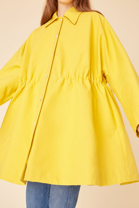 Italian bicolor sun and cammello cotton drawstring coat.