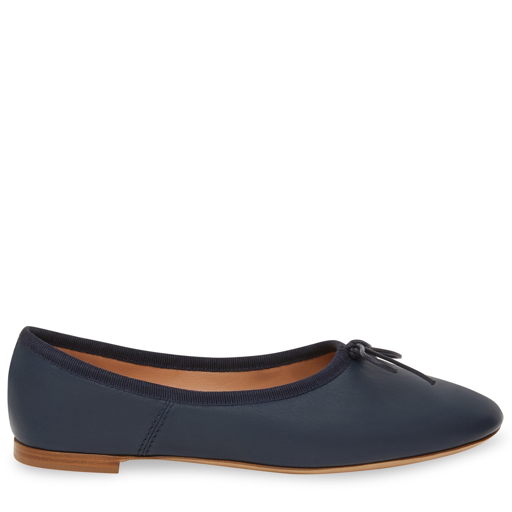 Italian lamb leather navy ballerina flat.