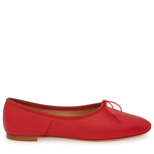 Italian lamb leather red ballerina flat.