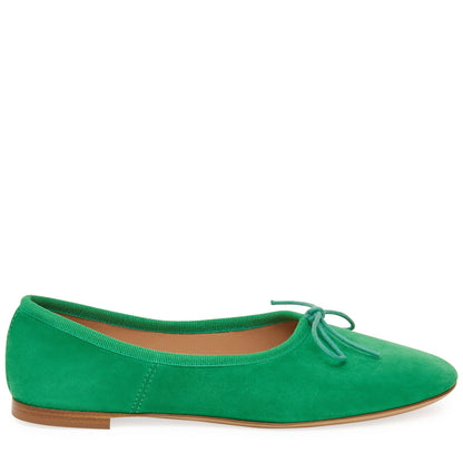 Italian suede leather green ballerina flat.