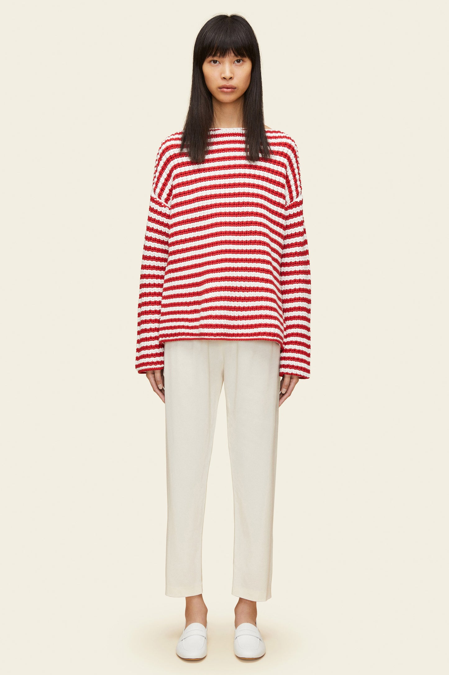 Silk Elastic Pant - Cream - Mansur Gavriel. Designed in NYC, made in Italy.