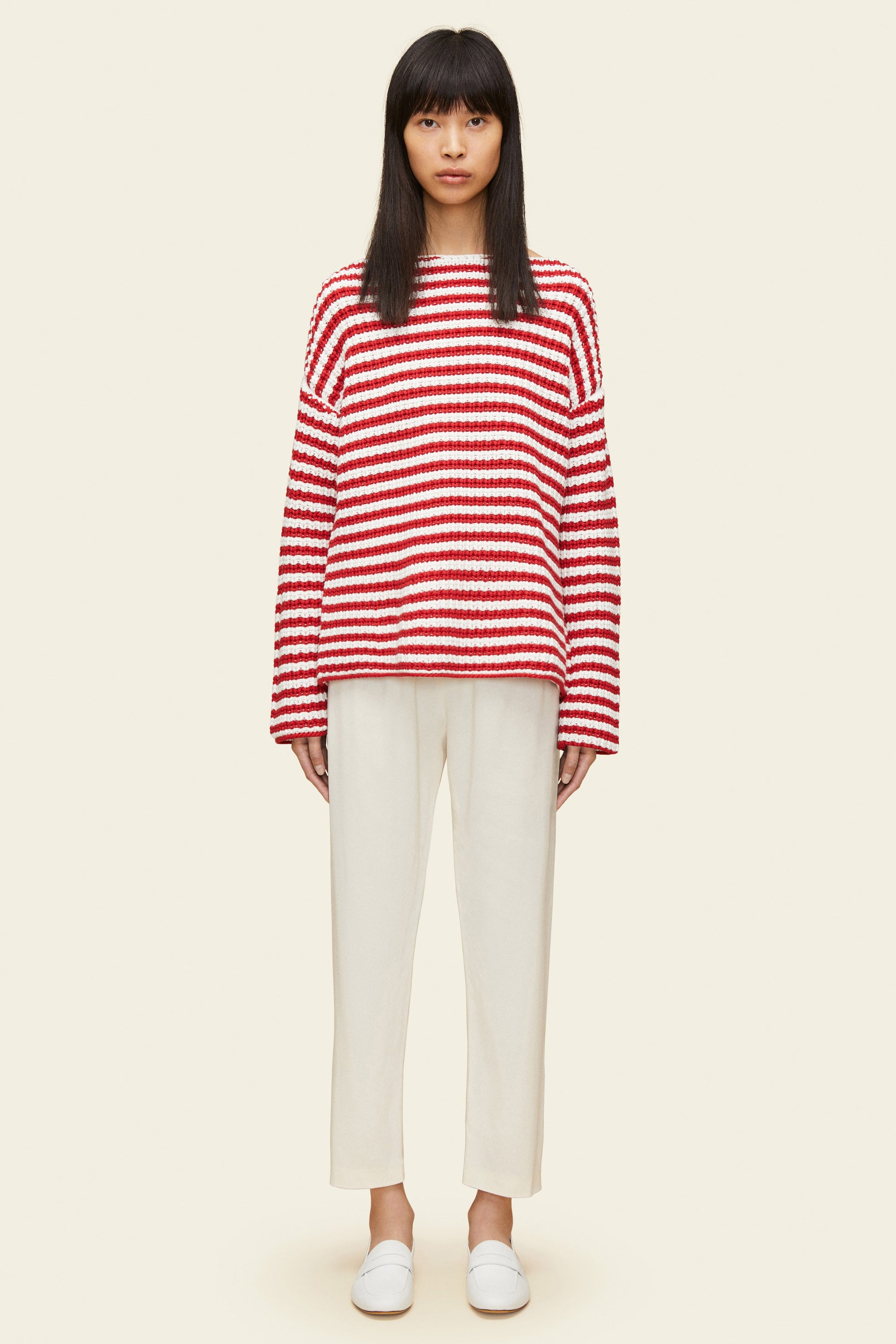 Silk Elastic Pant - Cream - Mansur Gavriel. Designed in NYC, made in Italy.
