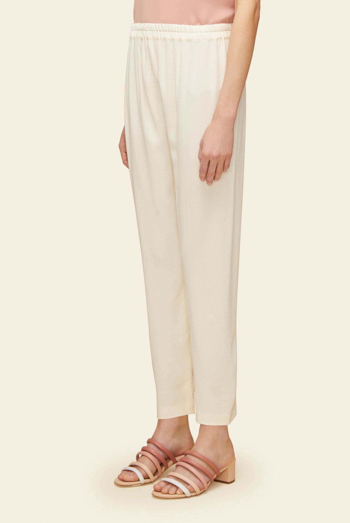 Silk Elastic Pant - Cream - Mansur Gavriel. Designed in NYC, made in Italy.