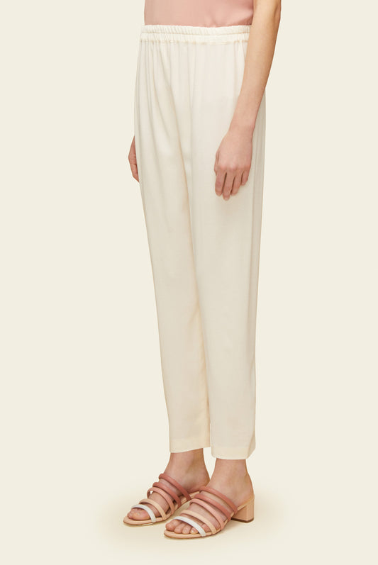 Silk Elastic Pant - Cream - Mansur Gavriel. Designed in NYC, made in Italy.