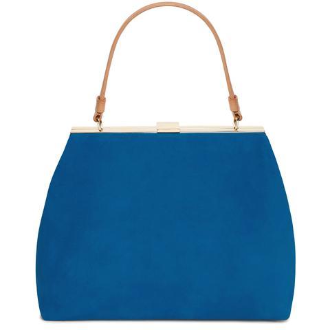 Italian suede leather royal blue elegant bag with royal blue suede interior.