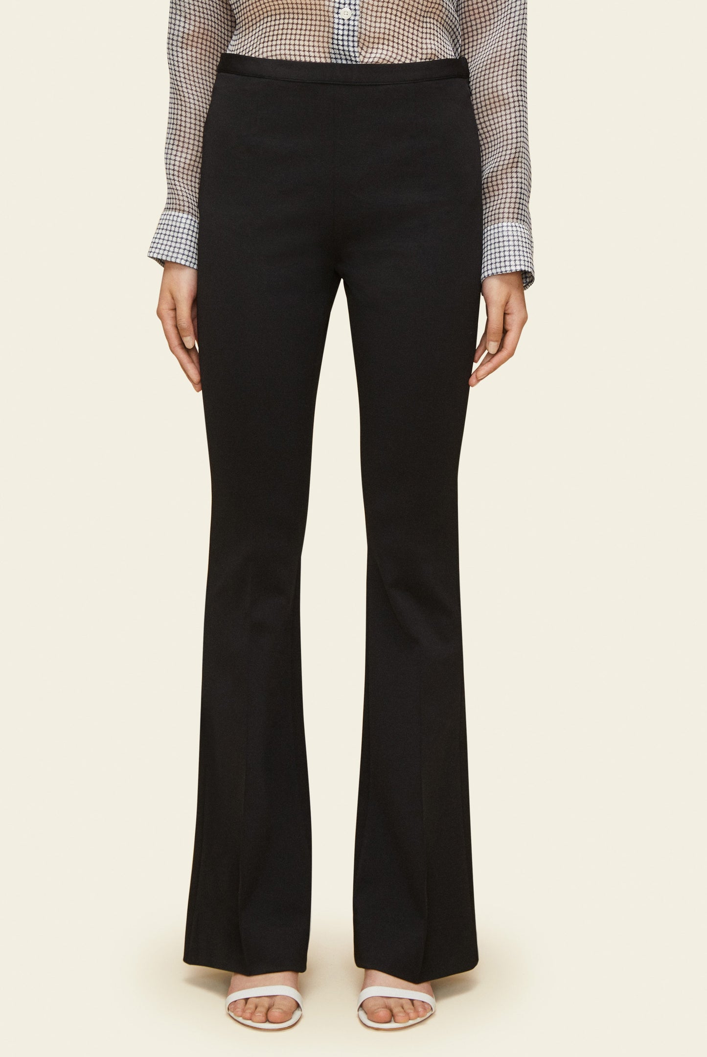 Italian jersey viscose black flare pant.
