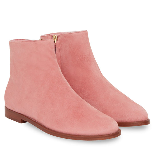 Shearling Flat Ankle Boot - Blush