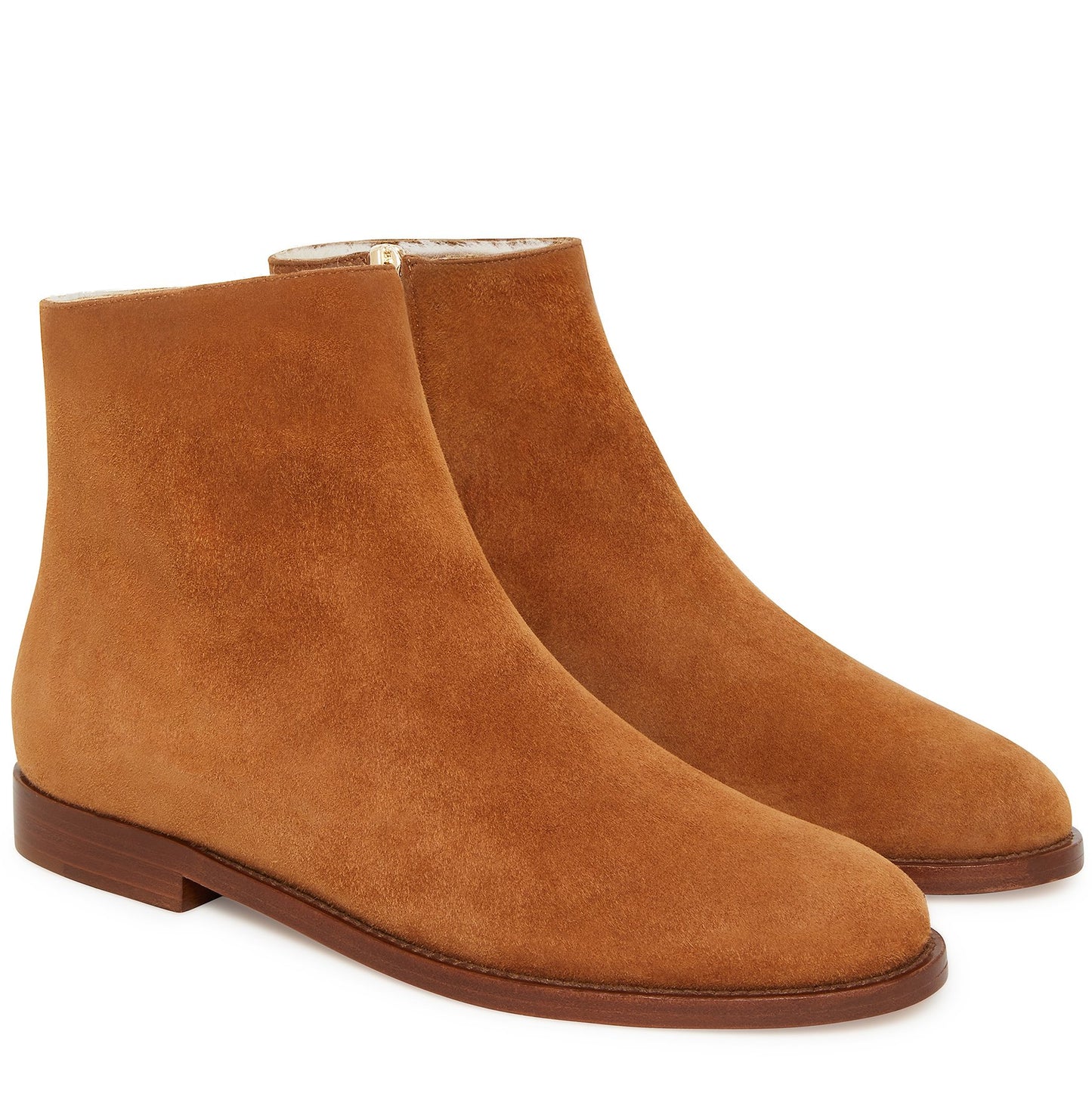 Shearling Flat Ankle Boot - Cammello - Mansur Gavriel. Designed in NYC, made in Italy.