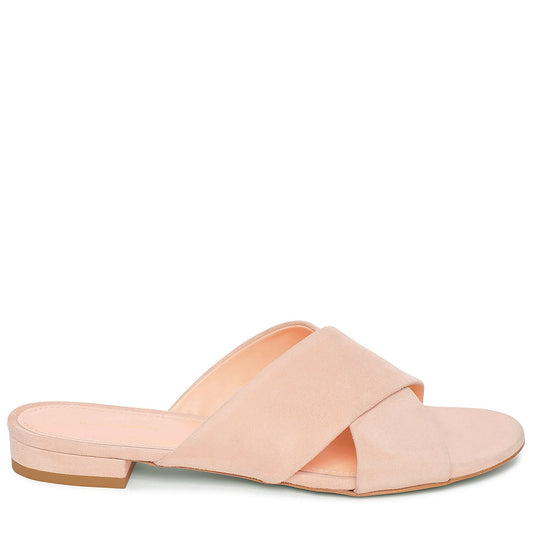 Suede Flat Crossover Sandal - Rosa