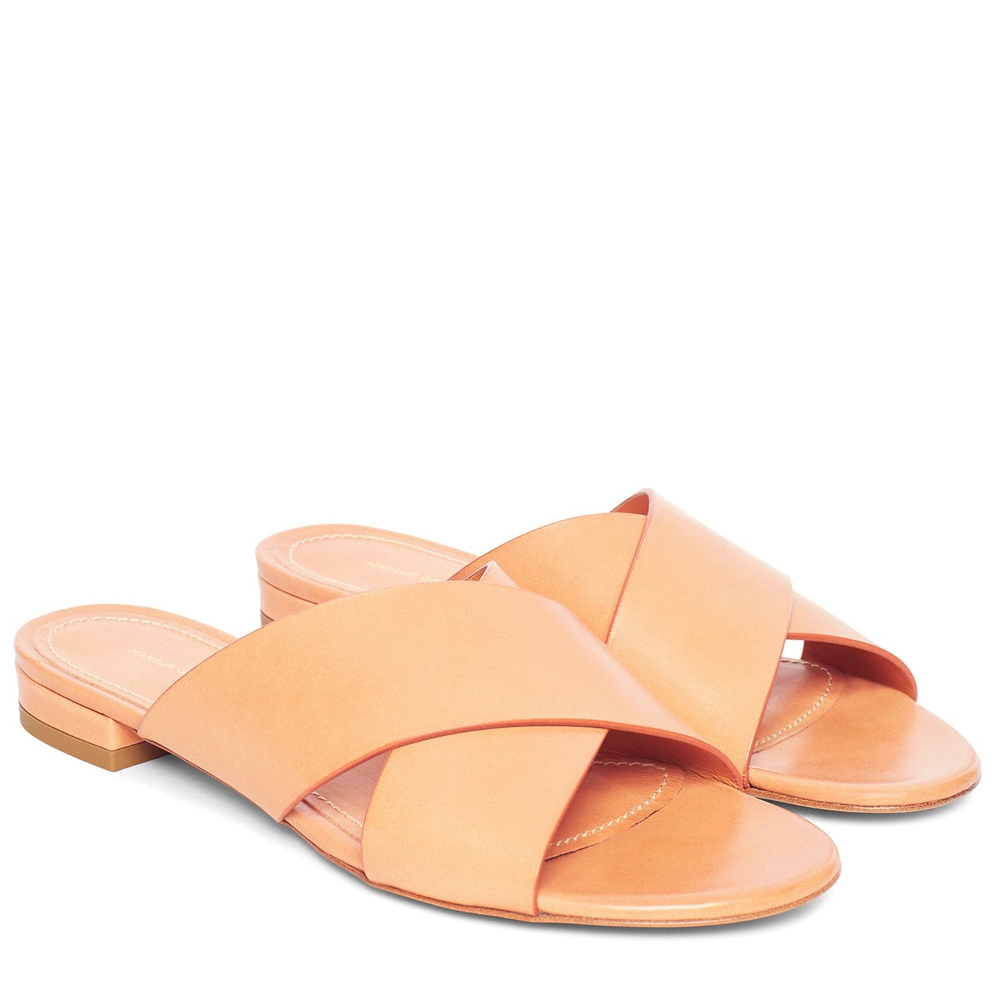 Vegetable Tanned Flat Crossover Sandal - Cammello - Mansur Gavriel. Designed in NYC, made in Italy.