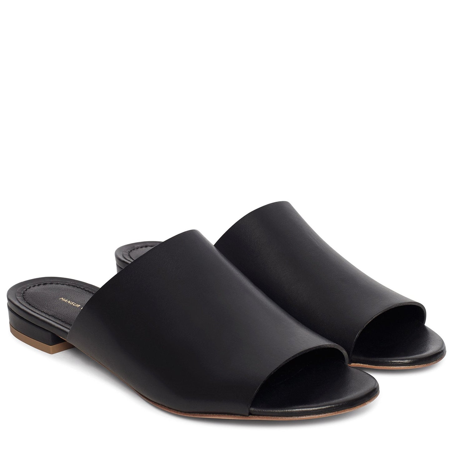 Vegetable Tanned Flat Mule - Black - Mansur Gavriel. Designed in NYC, made in Italy.