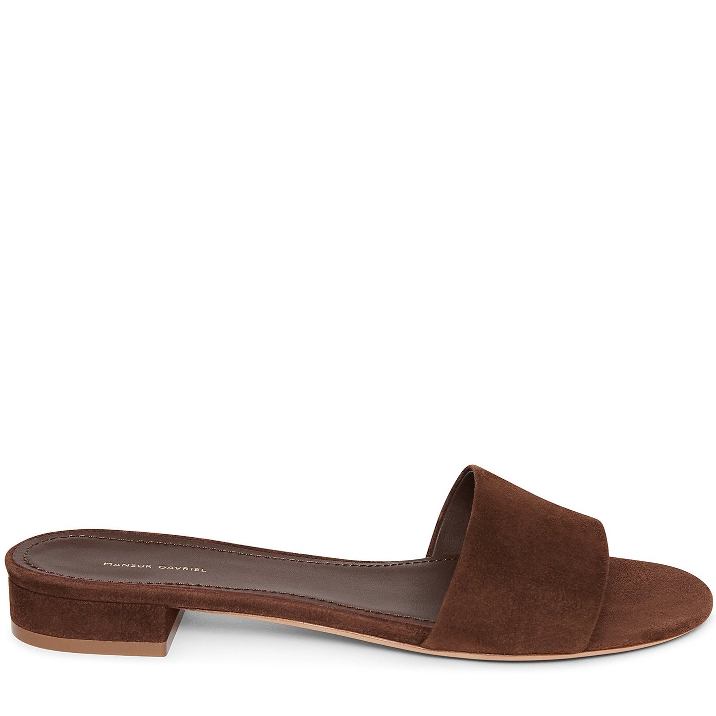 Suede Flat Single Strap Sandal - Chocolate