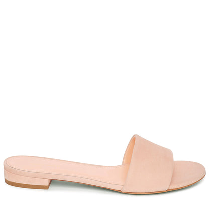 Suede Flat Single Strap Sandal - Rosa