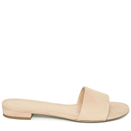 Suede Flat Single Strap Sandal - Sand