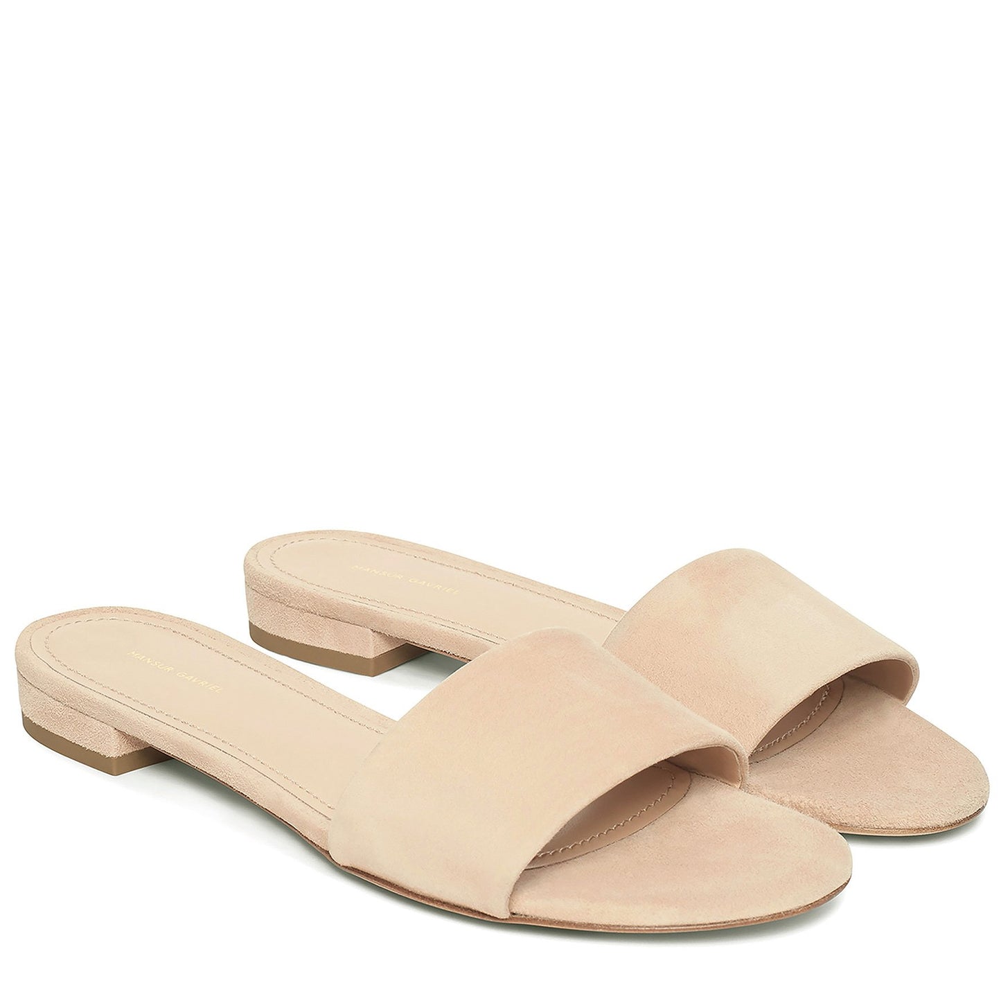 Suede Flat Single Strap Sandal - Sand - Mansur Gavriel. Designed in NYC, made in Italy.