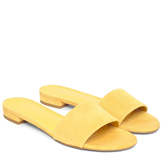 Suede Flat Single Strap Sandal - Sun - Mansur Gavriel. Designed in NYC, made in Italy.