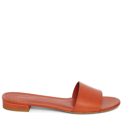 Vegetable Tanned Flat Single Strap Sandal - Brandy