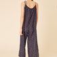 Floral Embroidered Linen Jumpsuit - Blu