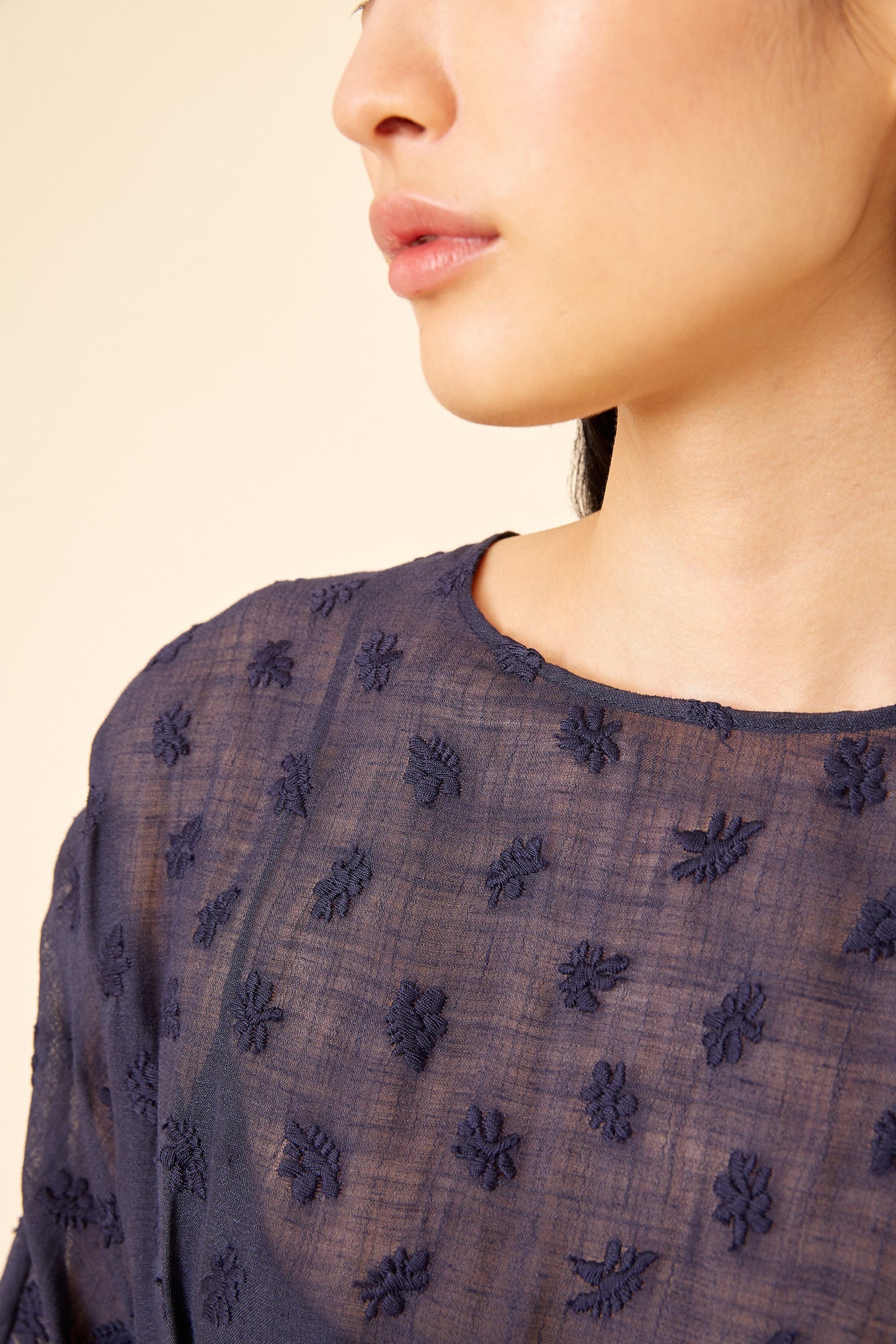 Floral Embroidered Linen Fine Dress - Blu