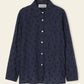 Floral Embroidered Linen Long Sleeve Button Down - Blu