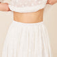 Floral Embroidered Linen Pleated Skirt - White