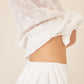Floral Embroidered Linen Pleated Skirt - White